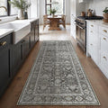 Black Runner Rug 2x7 Vintage Area Carpet - Washable Low Pile Runner
