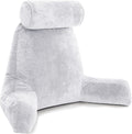 Light Grey XXL Reading Pillow with Arms and Back Support - Comfy Bed