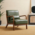 Stylish Hunter Green Armchair: PU Leather, Ruberwood Frame
