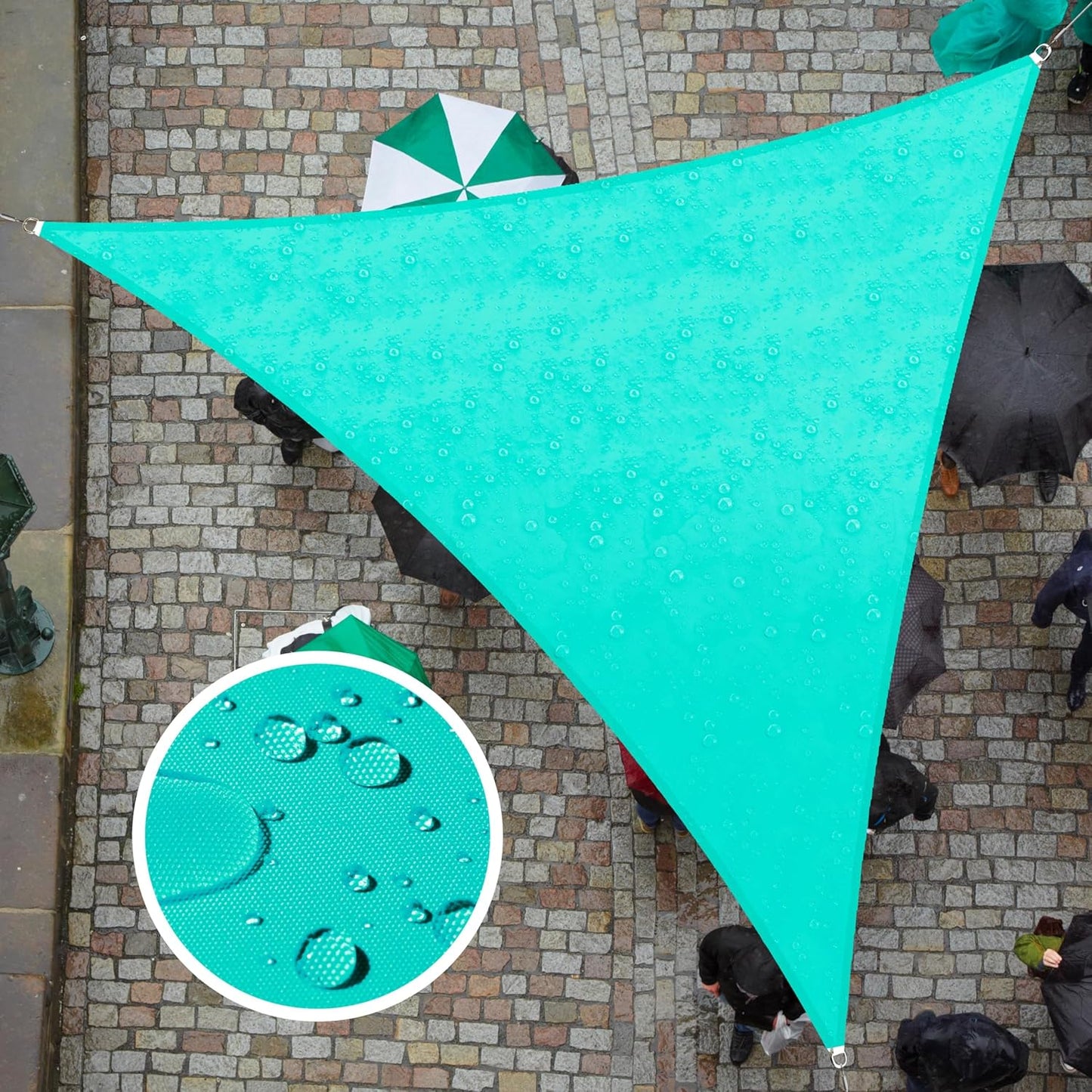 Custom Size Turquoise Triangle Waterproof Sun Shade Sail Canopy