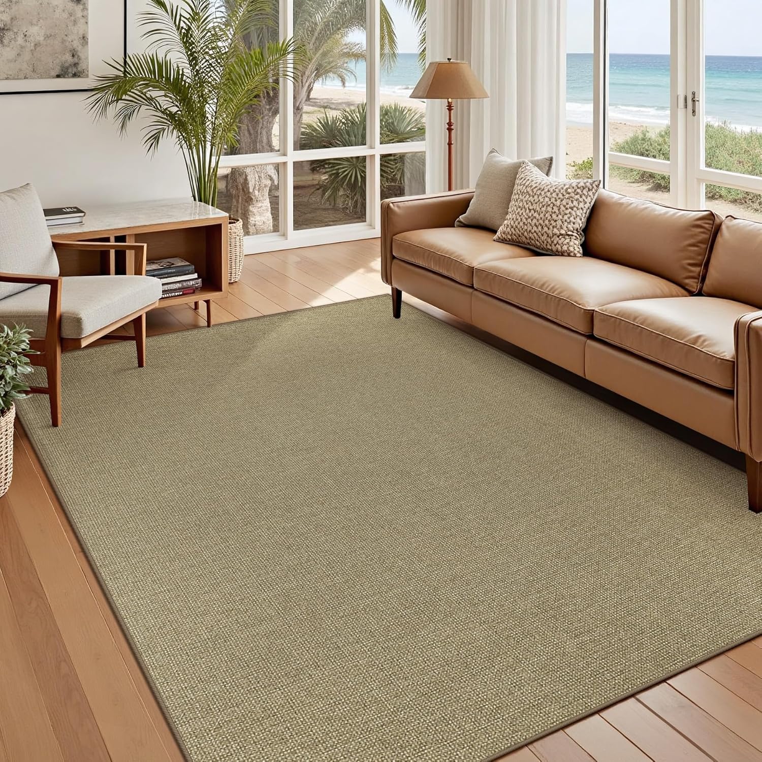 Easy Jute Rug 5x7 Natural Non Slip Indoor Outdoor Carpet