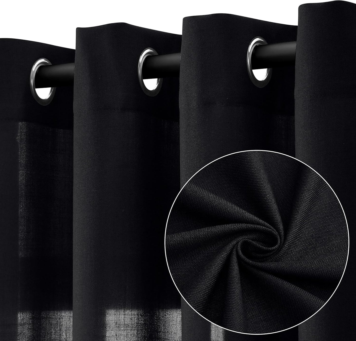 Elegant Black Linen Curtains 84 Inch Length for Modern Homes