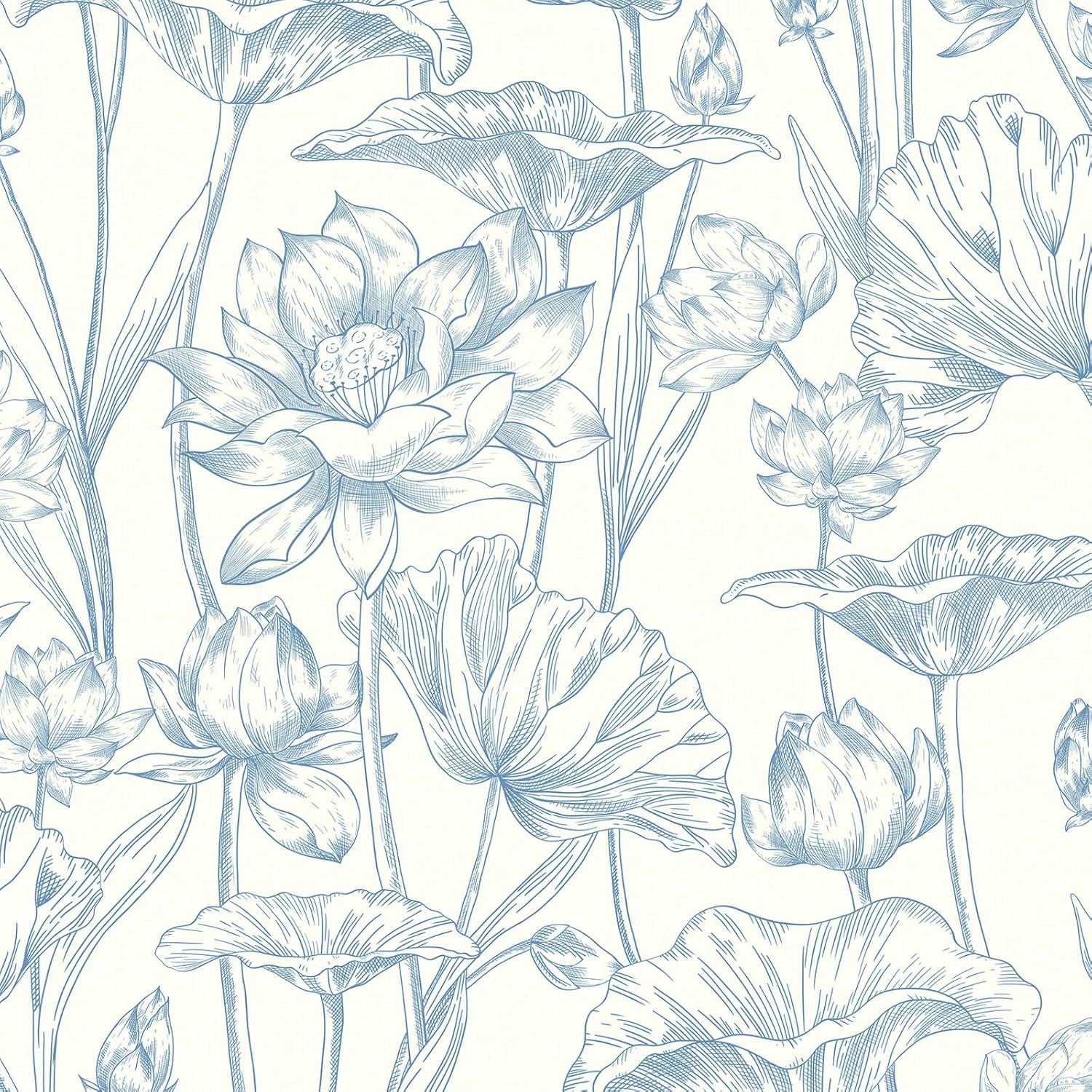 Blue Floral Wallpaper Peel and Stick for Dreamy Home Decor