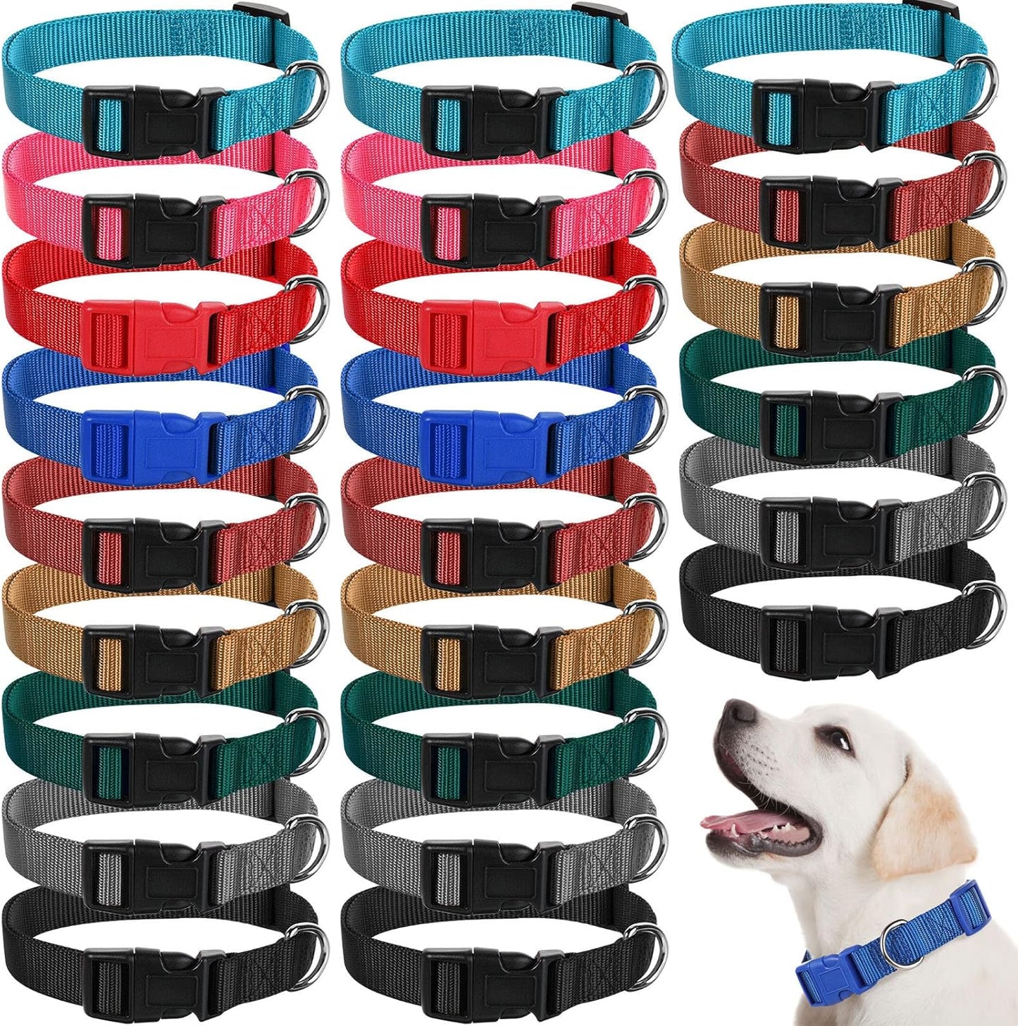 27 Pcs Adjustable Nylon Dog Collar Set for Small to Large Dogs