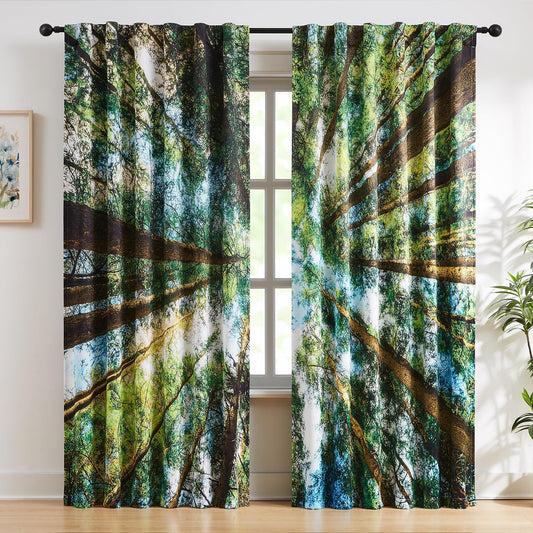 100% Blackout Curtains for Bedroom with Jungle Tree Design