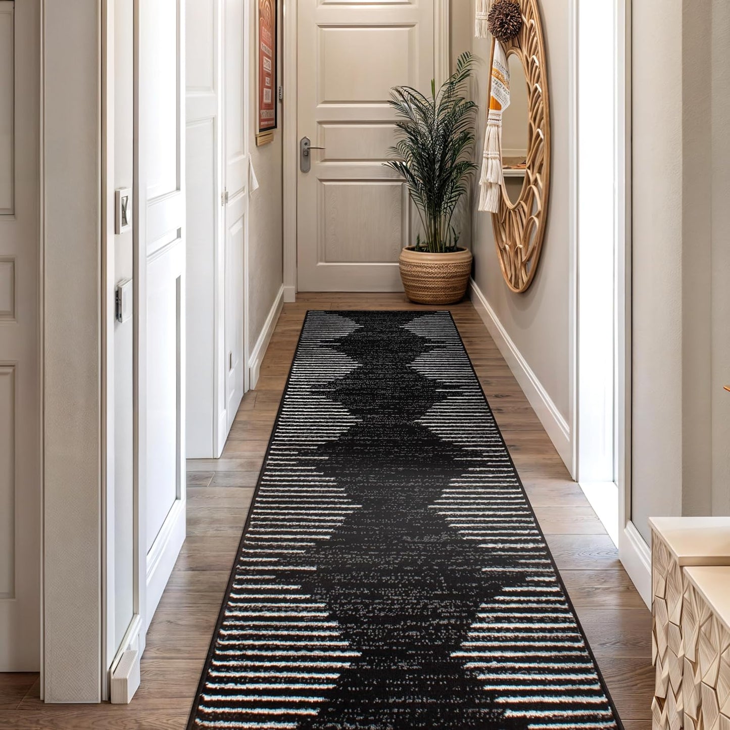 Rugshop Bohemian Stripe Runner Rug for High Traffic Areas