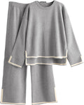 Tanming Women's 2 Piece Knit Sweater Set with Wide Leg Pants - Cozy