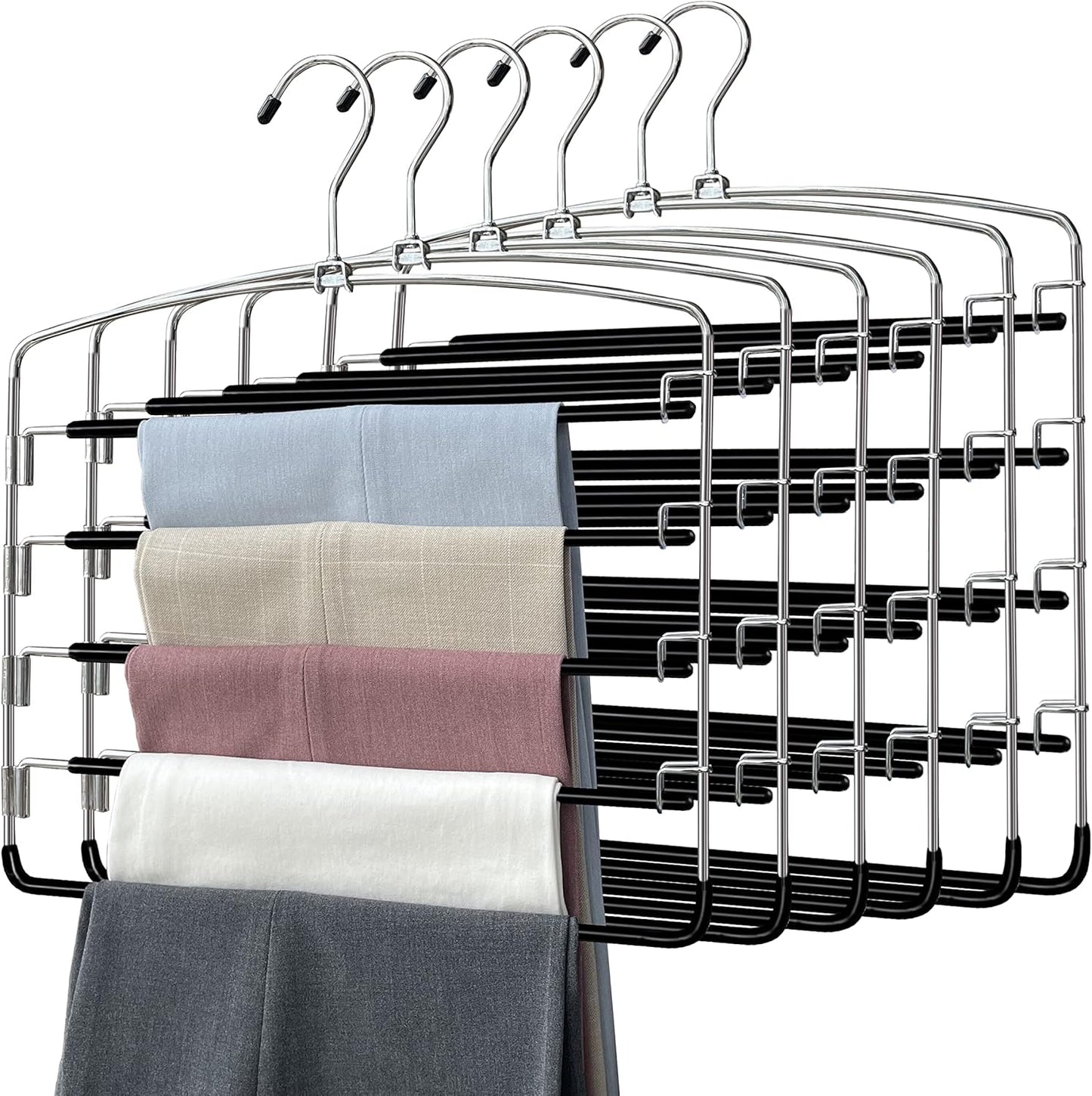 5-Tier Pants Hangers for Efficient Closet Organization and Storage