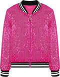 Girls Sparkle Sequin Jacket with Pockets - Lightweight Bomber Jackets