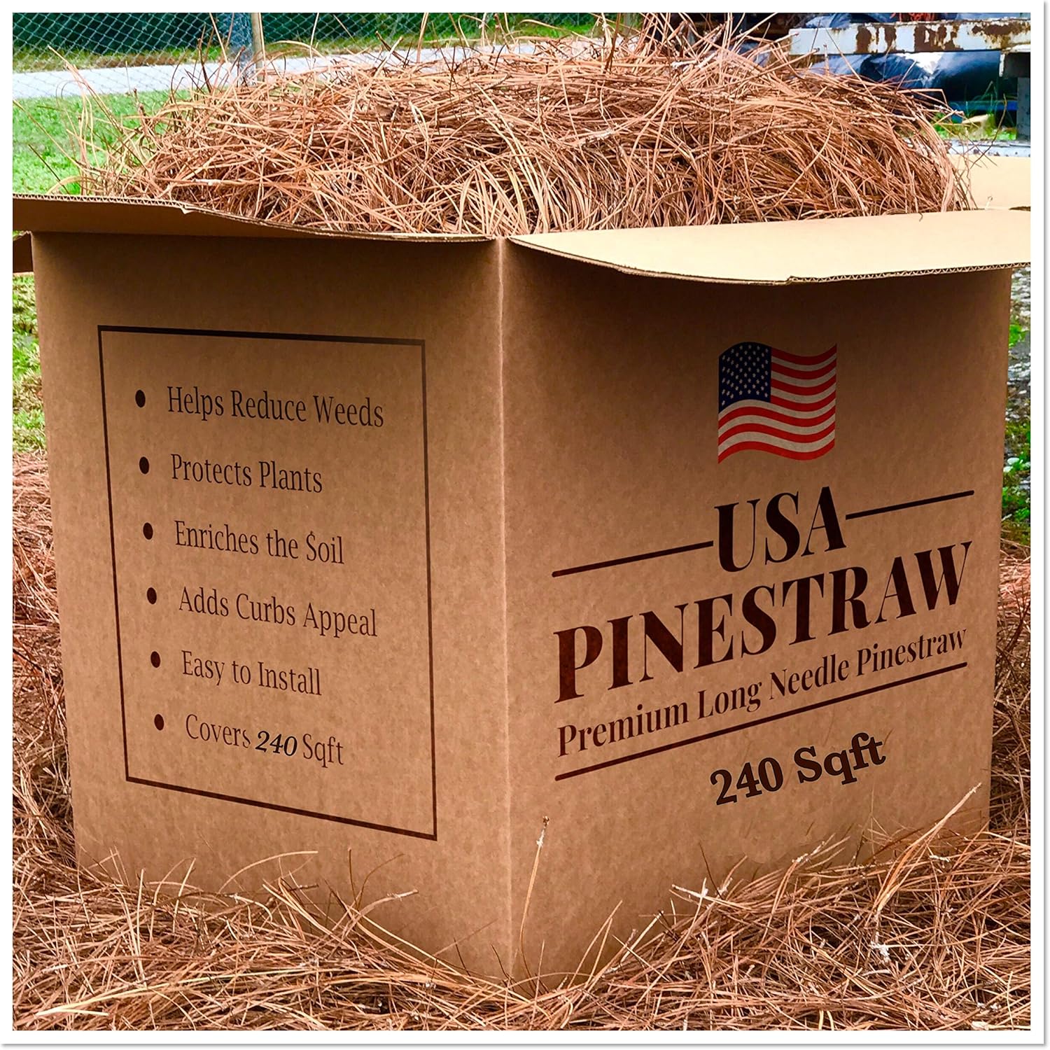 USA Pine Straw - Organic Pine Needle Mulch for Gardens