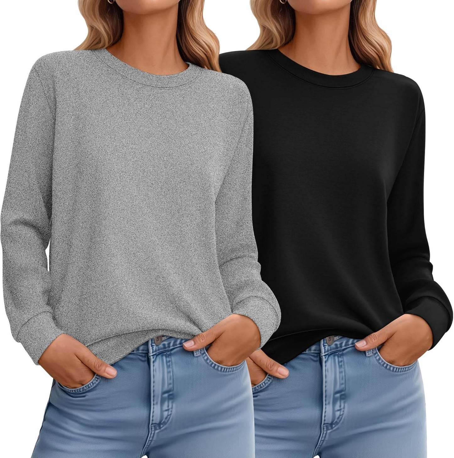 Ficerd Women's Casual Sweatshirts 2 Pack for All Seasons