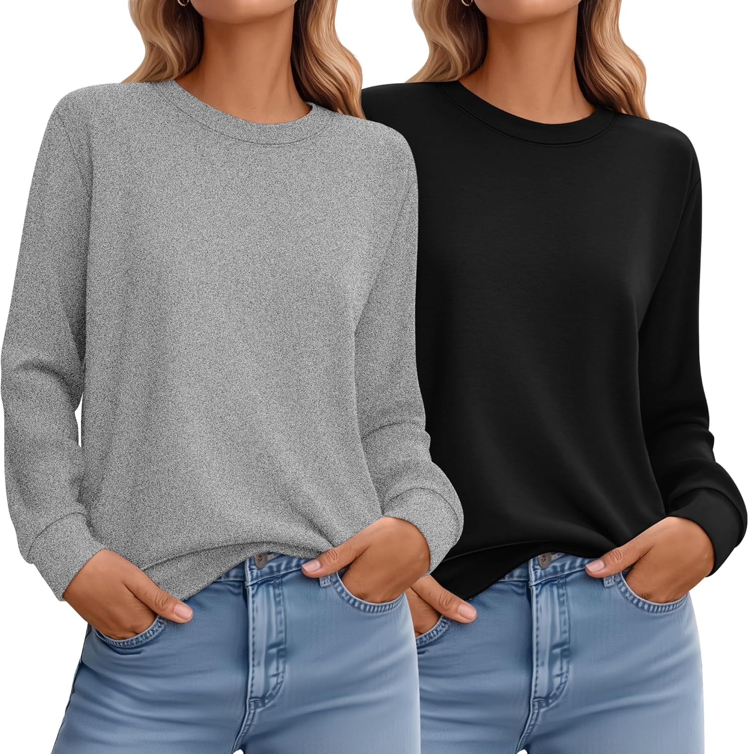 Ficerd Women's Casual Sweatshirts 2 Pack for All Seasons