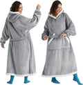 Bedsure Wearable Blanket Hoodie Oversize Grey - Cozy Full-Body Warmth
