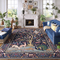 8x10 Area Rug Vibrant Tree of Life Pattern - Washable Low Pile