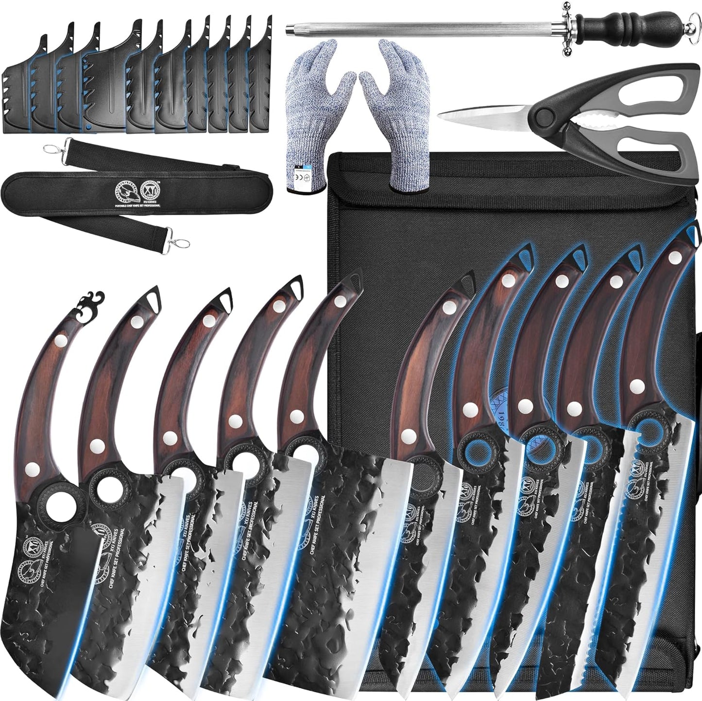 XYJ Professional Kitchen Knife Set with High-Carbon Steel Blades