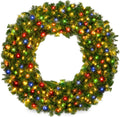 24in Large Artificial Pre-Lit Fir Christmas Wreath - Full, Multicolor