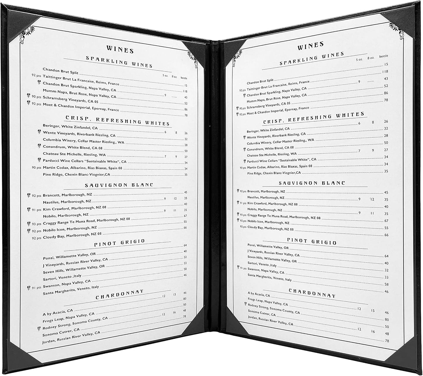 Goodsmart Columbia Casebound Menu Covers 5-Pack for Restaurants