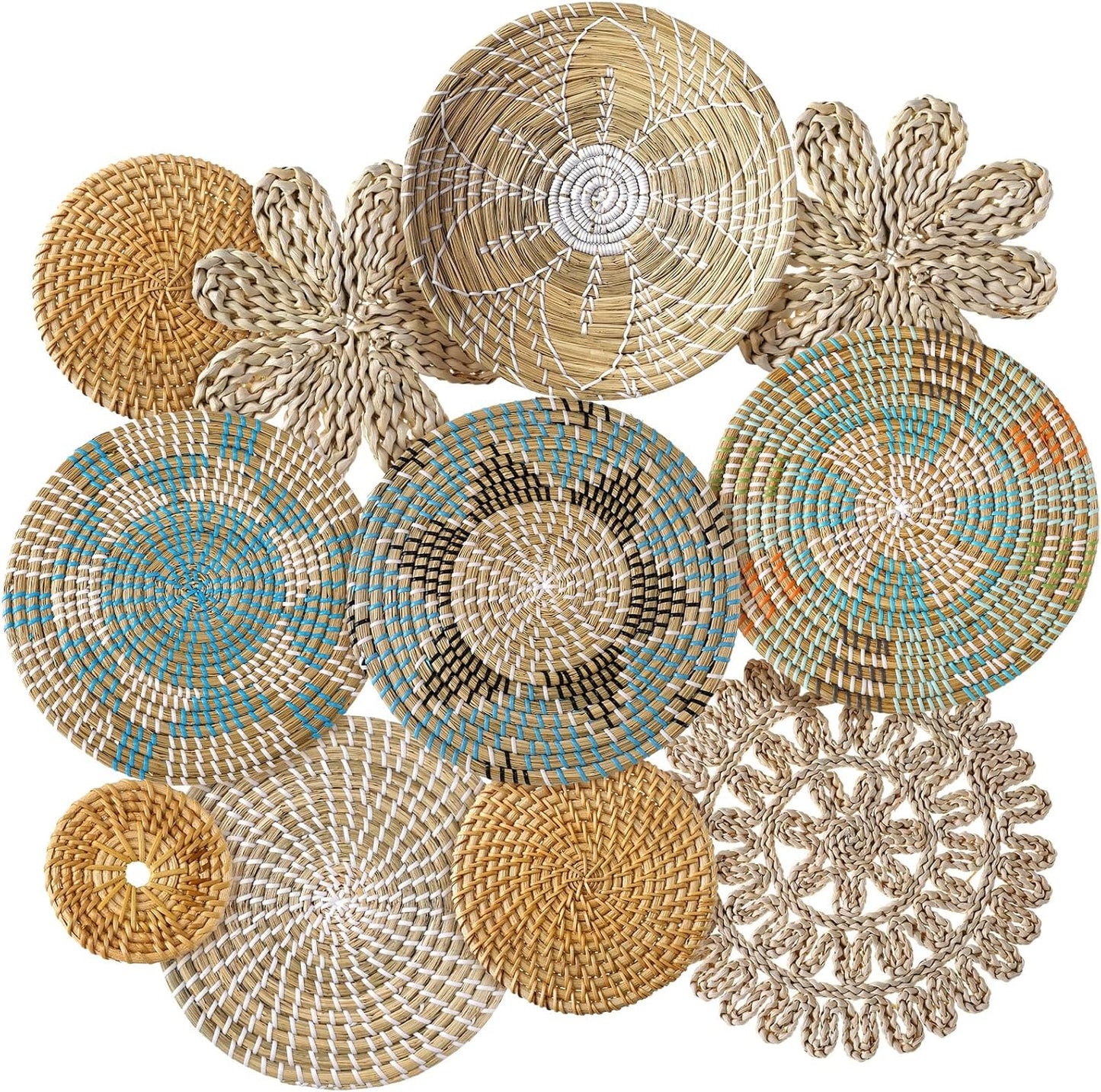 11 Pcs Boho Hanging Wall Basket Decor for Rustic Home Style