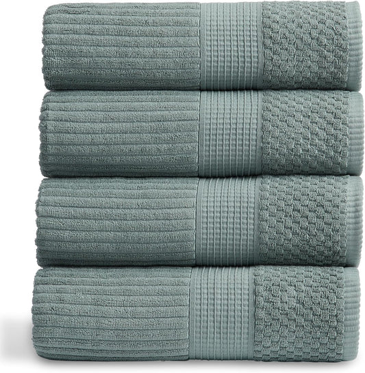 100% Cotton Bath Towel Set of 4 - Super Soft & Absorbent