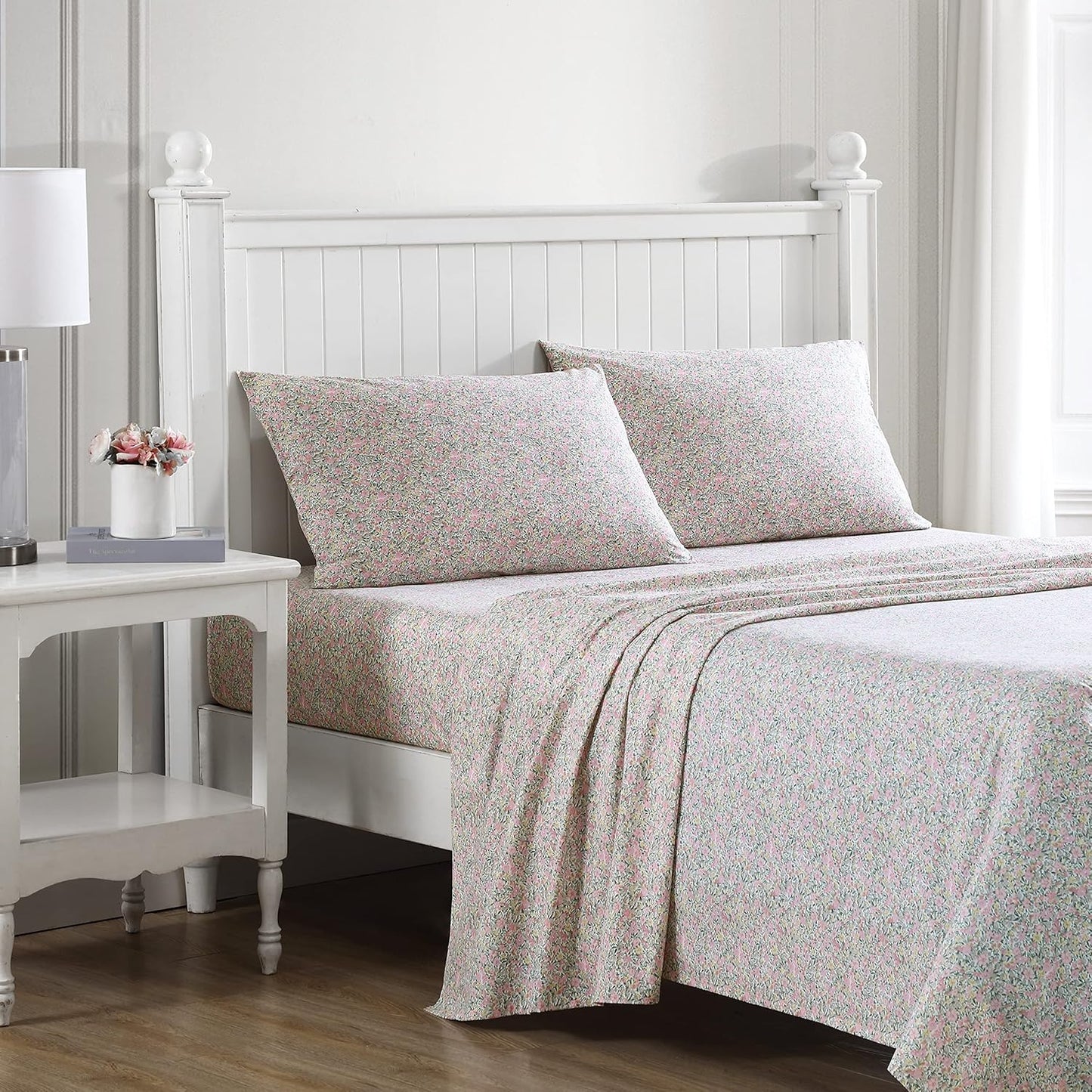 Laura Ashley Full Sheets Cotton Percale Bedding Set for Comfort