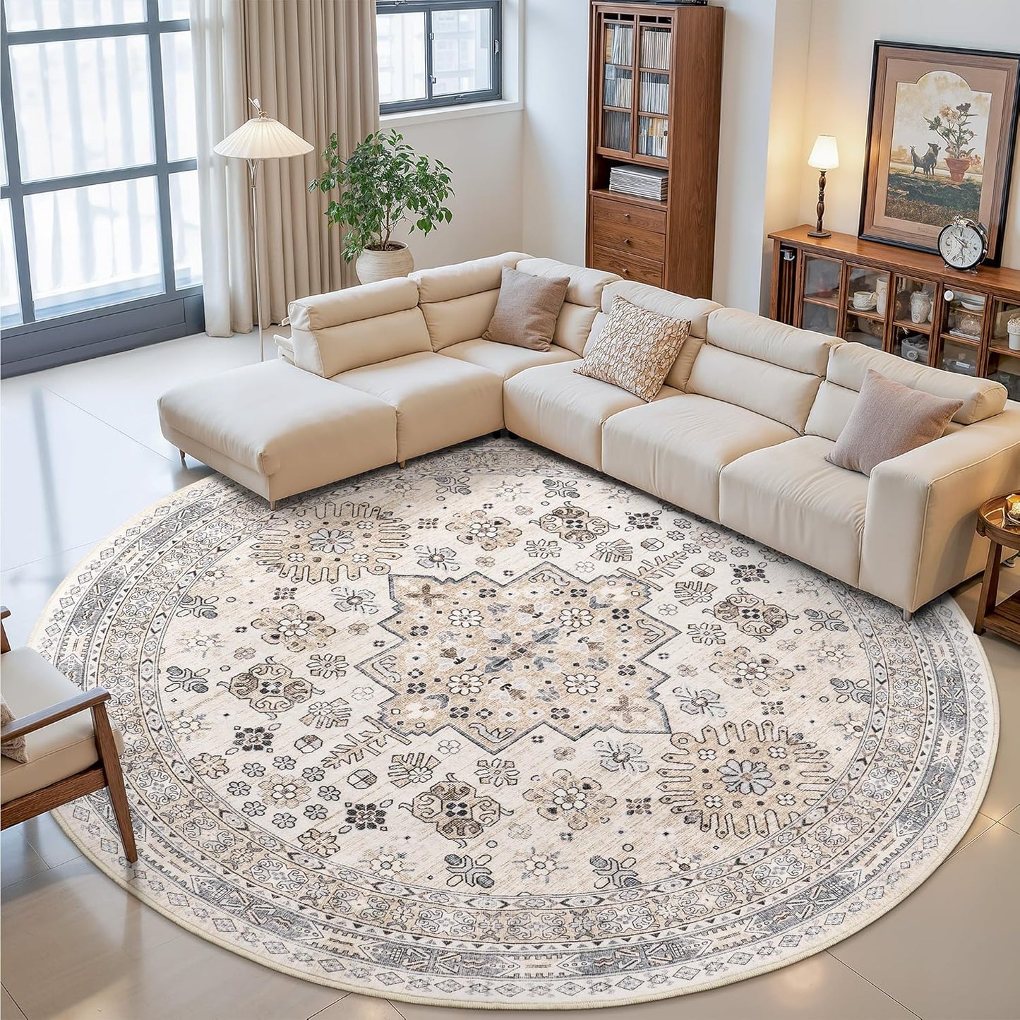 zesthome 9ft Round Rugs for Living Room - Soft & Non-Slip