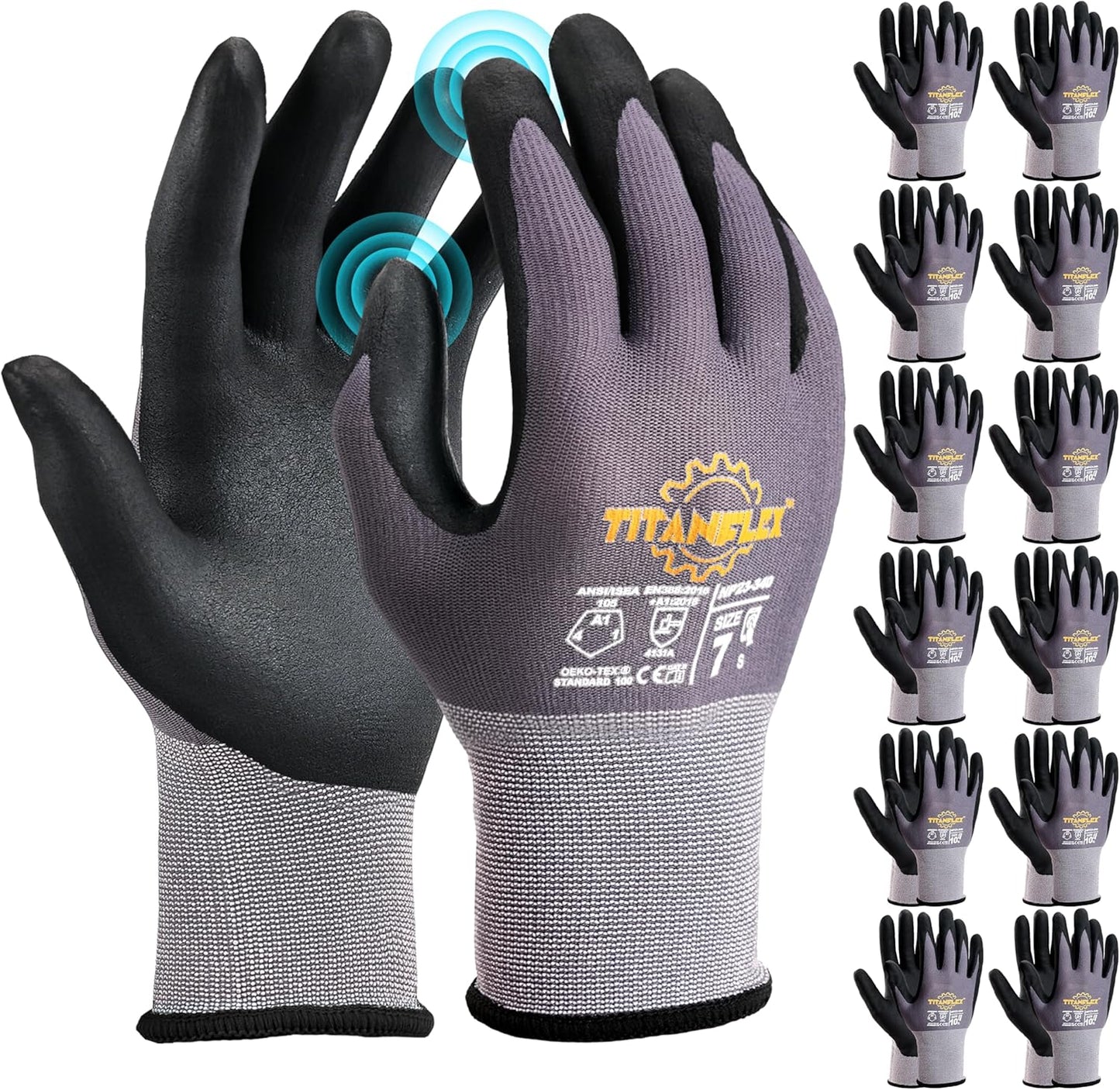 TitanFlex Work Gloves with Microfoam Nitrile Coating for Safety