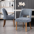 VKNOW Wooden Dining Chairs Set of 2 - Modern Fabric Upholstered Navy