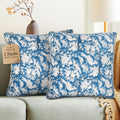 CPC 100% Cotton Throw Pillow Covers 18x18 in Set of 2 - Blue Block
