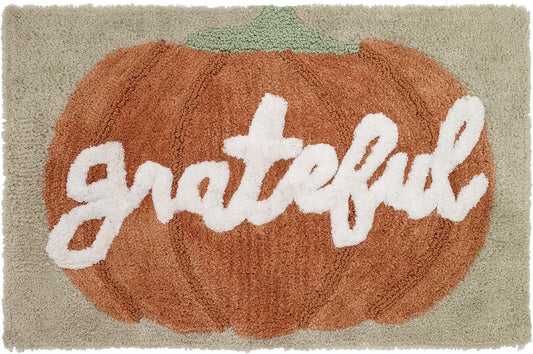 Grateful Patch Cotton Bath Rug for Stylish Fall Home Decor