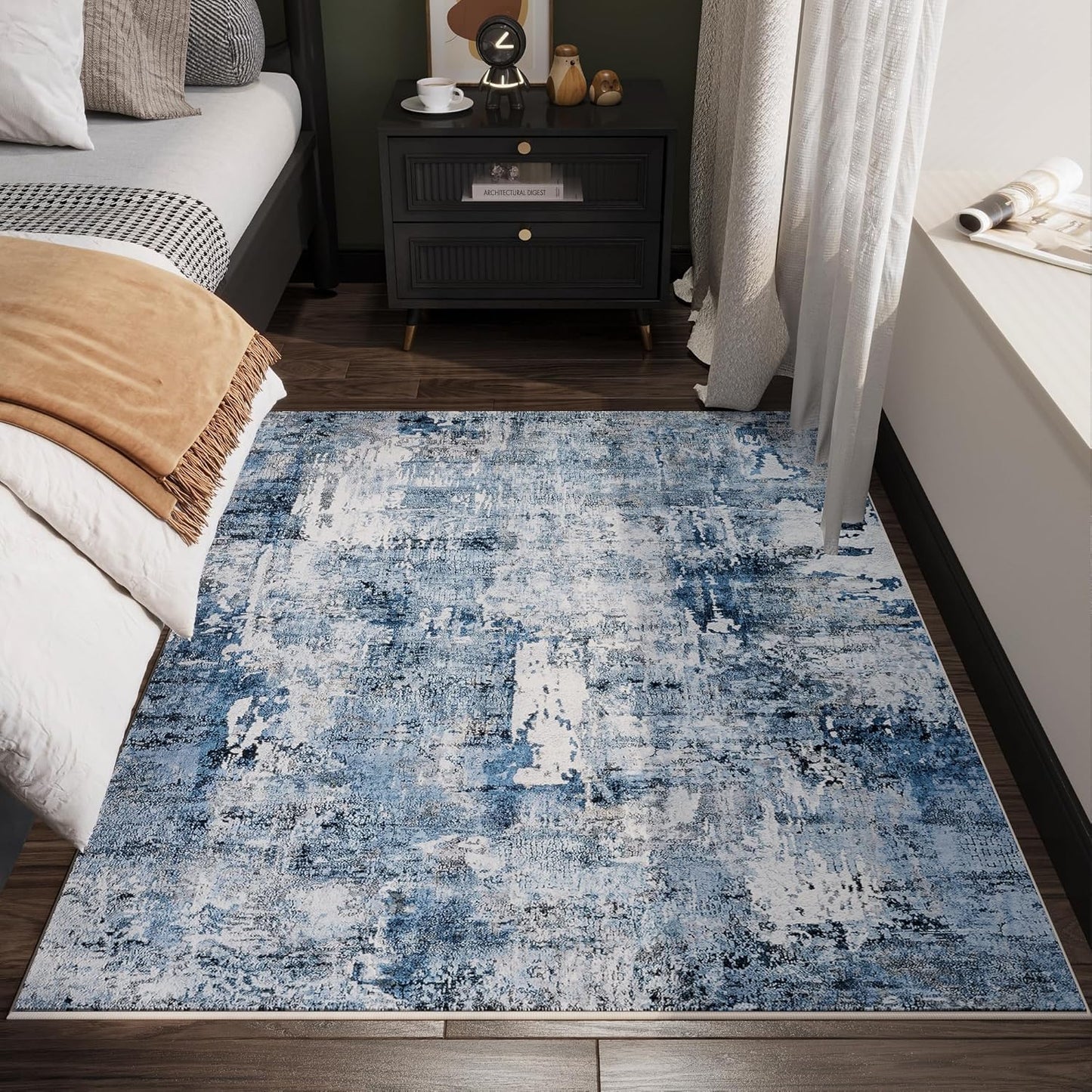 Soft Abstract Boho Vintage Area Rug for Indoor Spaces