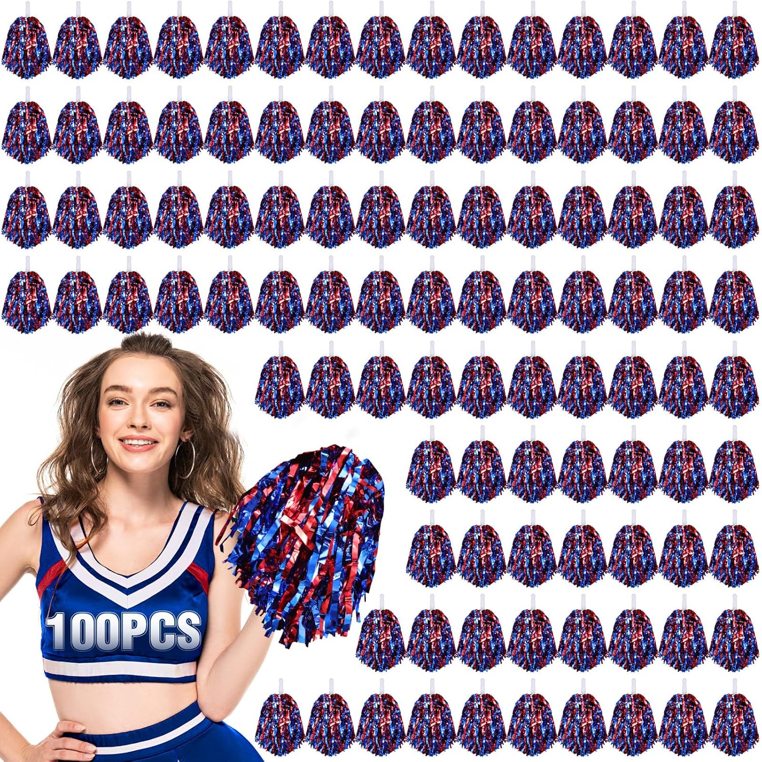 100Pcs Metallic Cheerleading Pom Poms for Team Spirit Events