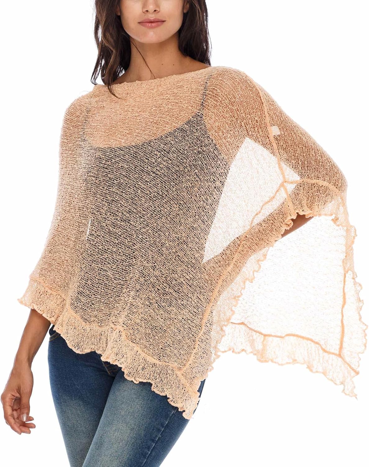 SHU-SHI Womens Sheer Poncho Shrug for Versatile Style