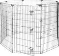 Foldable Octagonal Metal Dog Playpen 42in - Large Black