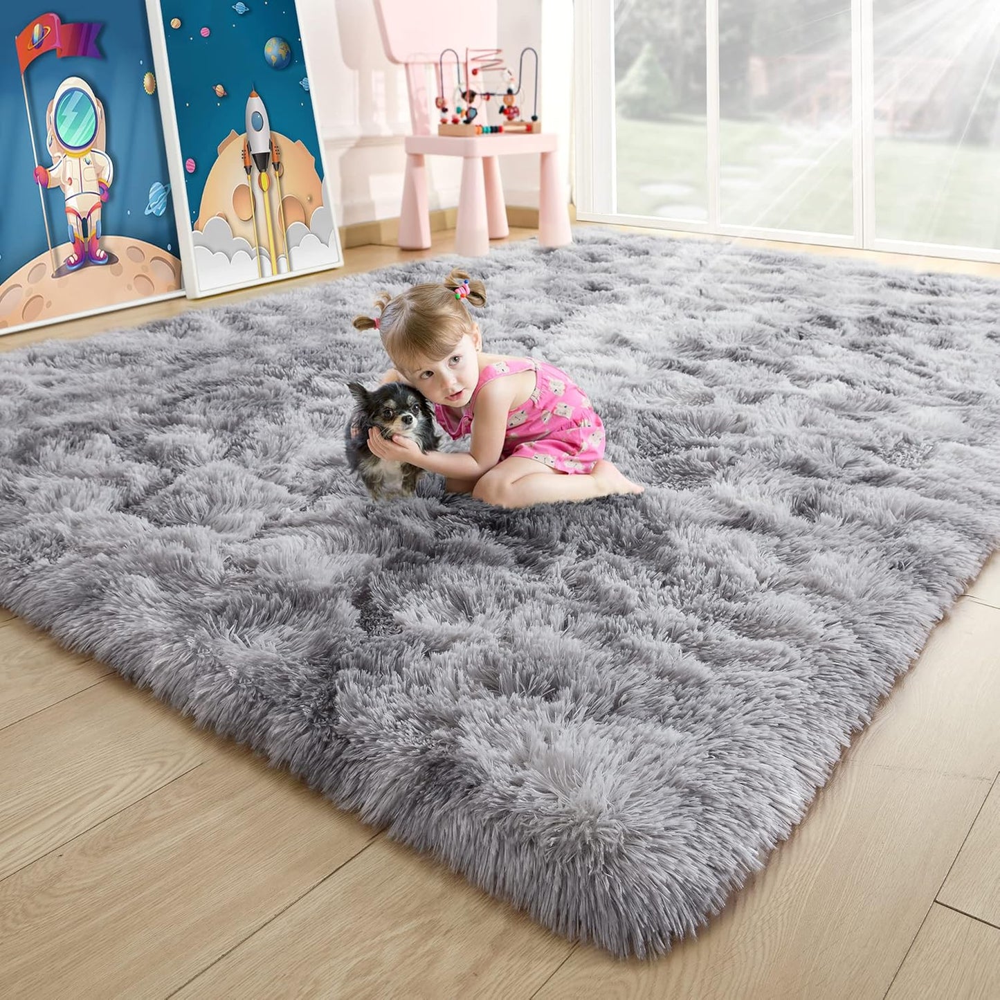 Noahas 8x10 Area Rugs for Living Room, Fluffy Rainbow Rug