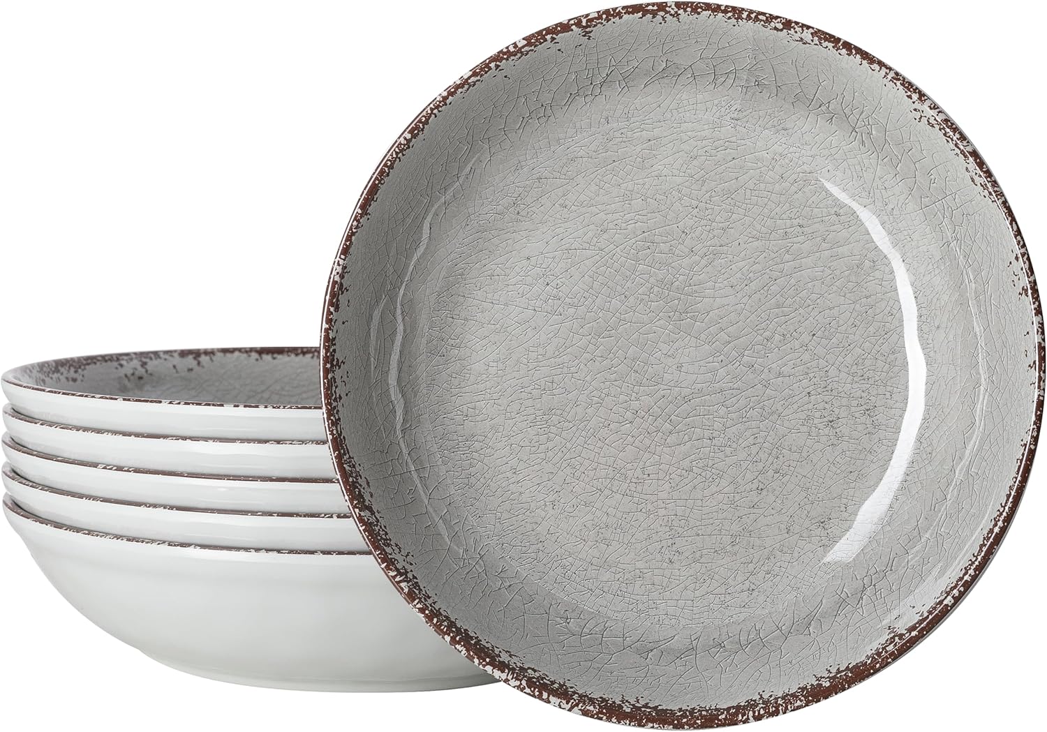 LEHAHA Farmhouse Melamine Pasta Bowl Set of 6 for All Occasions