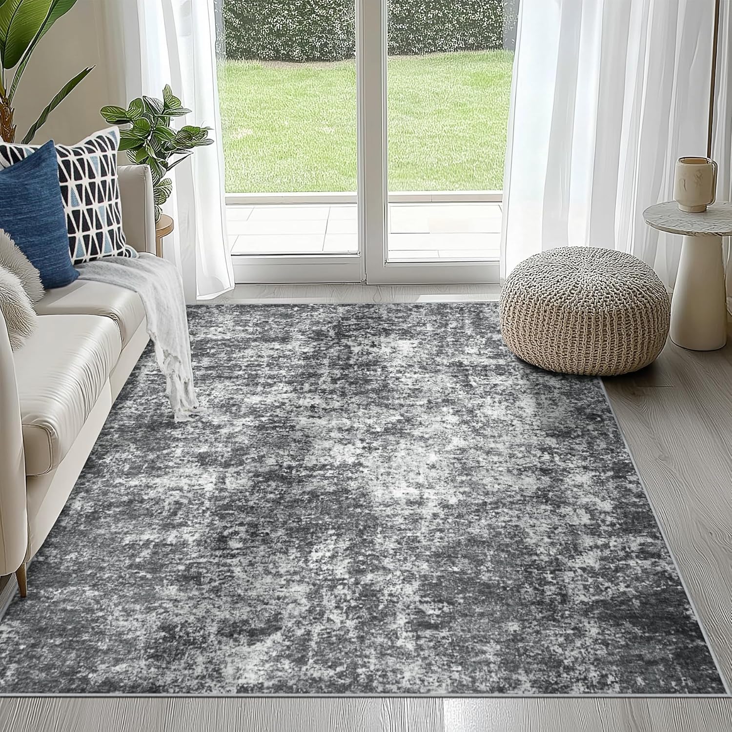 4x6 Area Rugs for Living Room: Abstract Non Slip Carpet