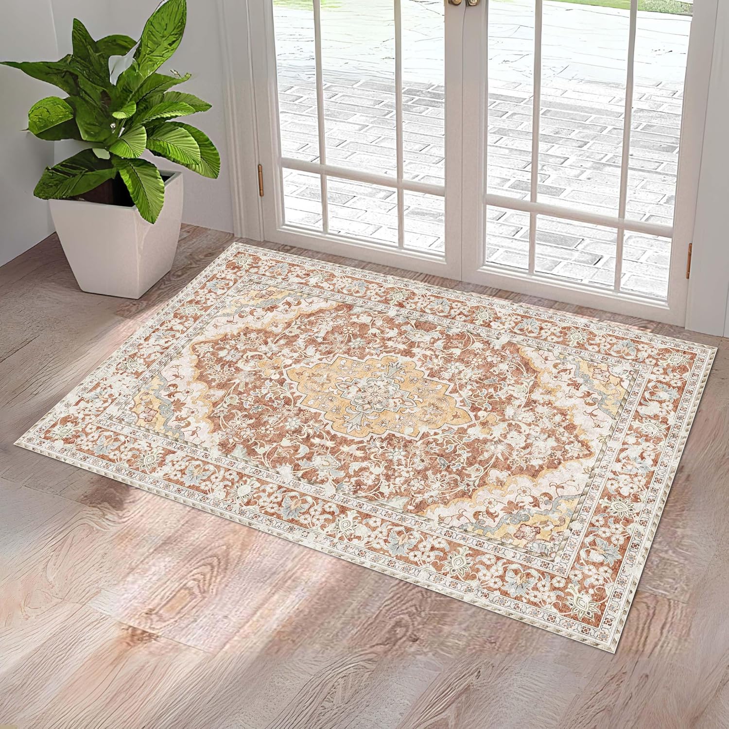 Washable Entryway Rug 3x5 | Non Slip Rug for Hallways
