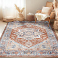 5x7 Area Rug Vintage Distressed Low Pile Rug - Washable, Non Slip