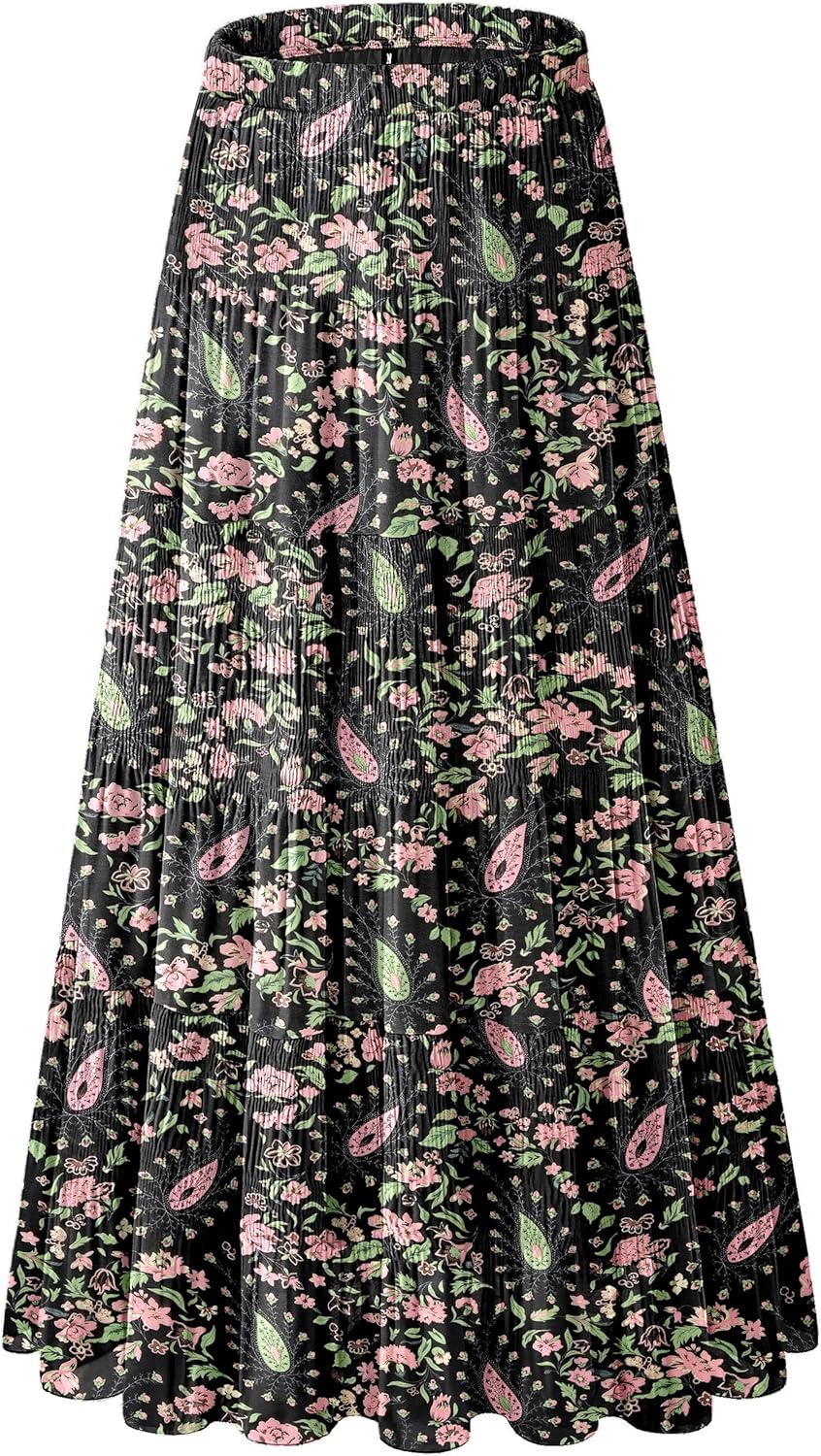 Women's Chiffon White Flowy Maxi Skirt for Boho Fall Style