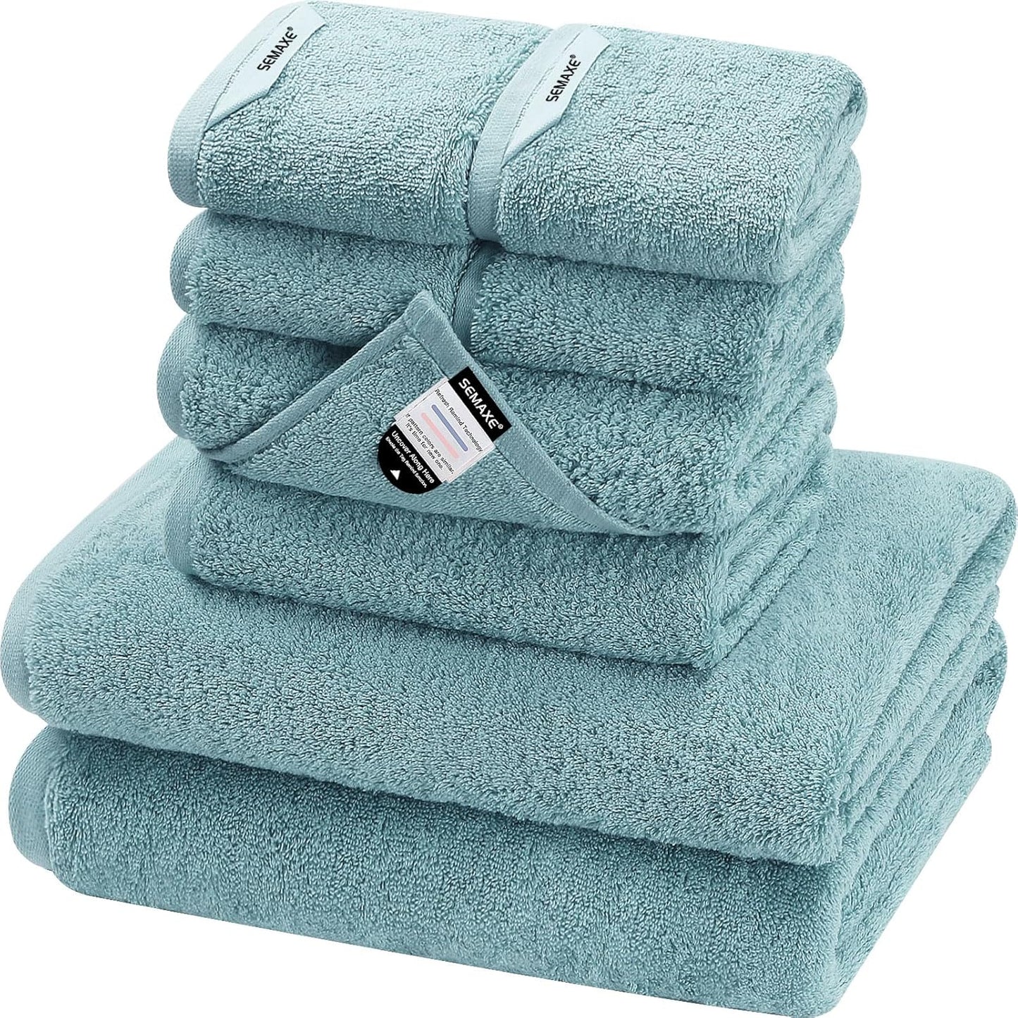 SEMAXE Bath Towel Set - 100% Cotton, 8 Piece Towel Set