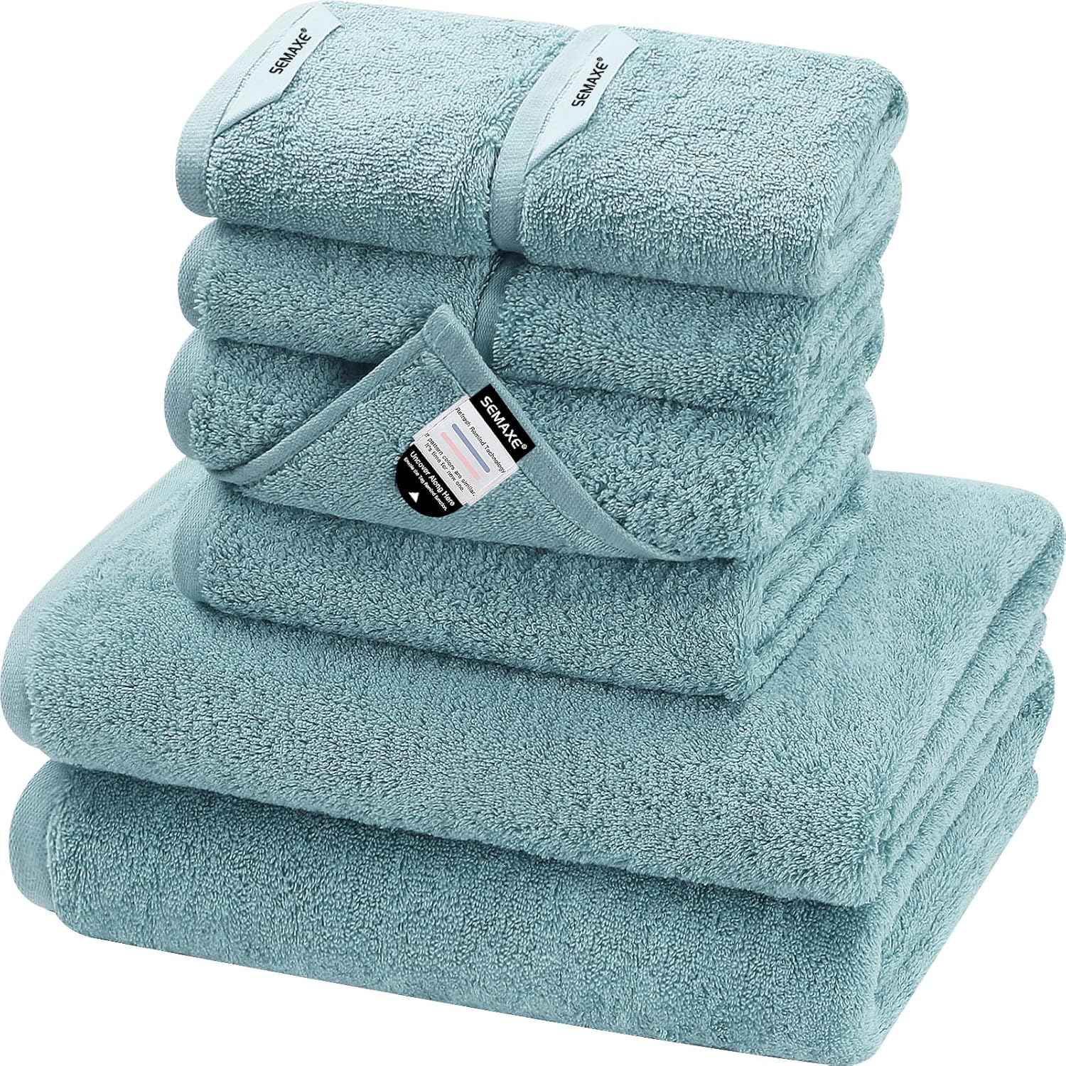 SEMAXE Bath Towel Set - 100% Cotton, 8 Piece Towel Set