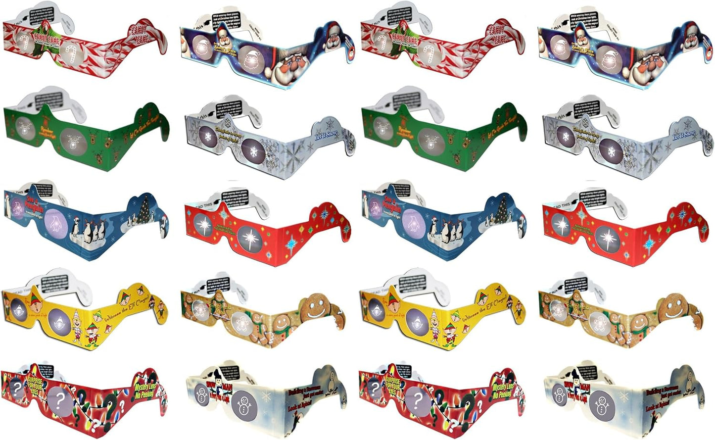 20 Pairs 3D Christmas Glasses for Holiday Fun and Festivities
