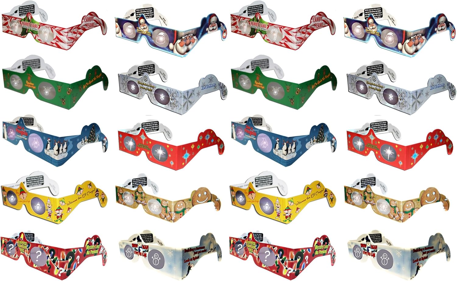 20 Pairs 3D Christmas Glasses for Holiday Fun and Festivities
