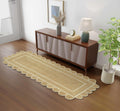 Scalloped Jute Runner Rug 2ft 6in x 8ft ft Natural Off White Trim