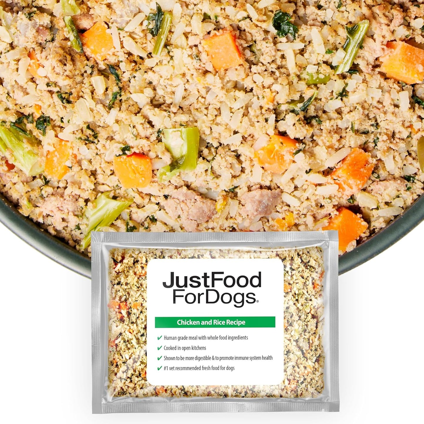 JustFoodForDogs Frozen Fresh Dog Food, Chicken & Rice Recipe