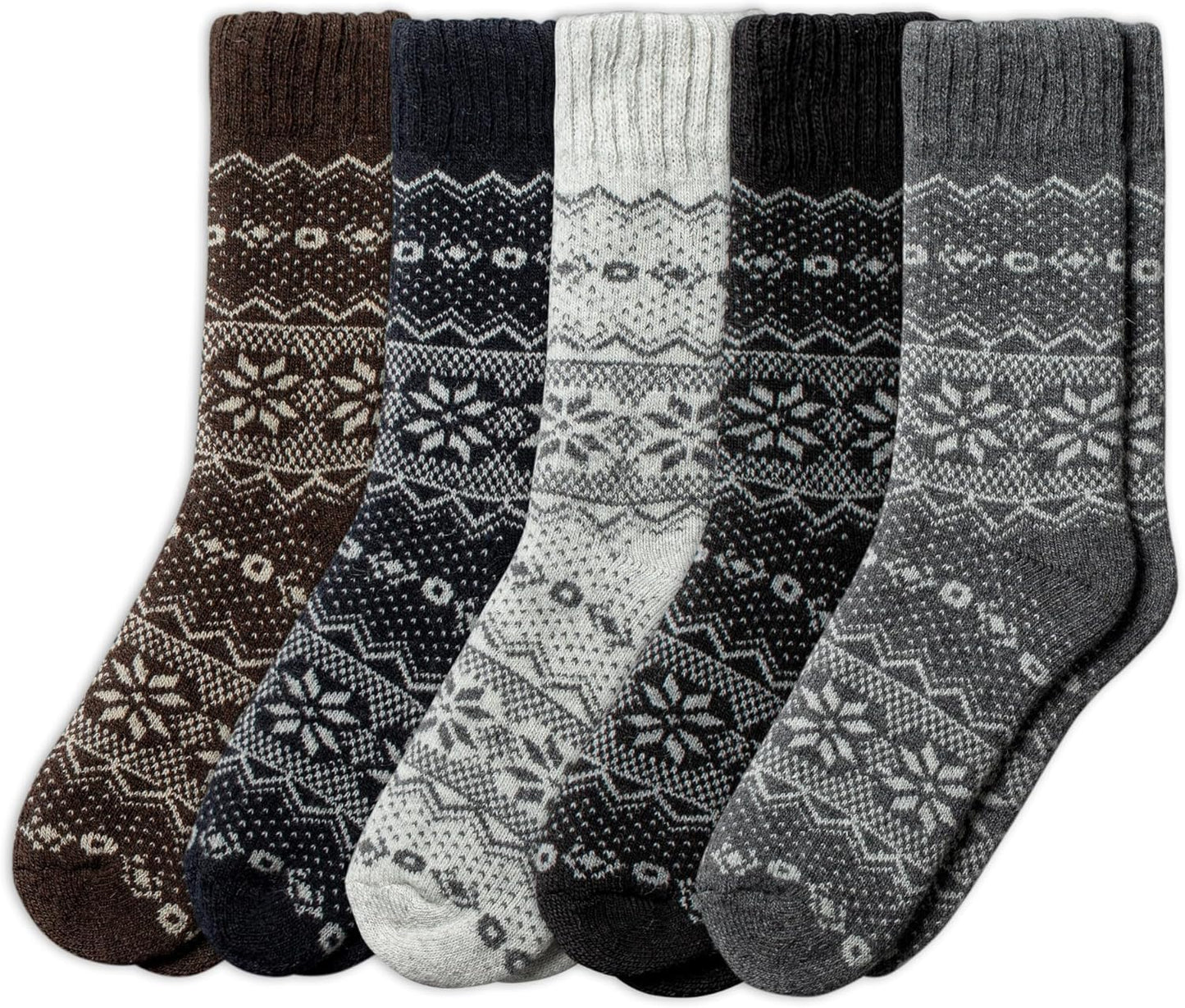NORDIC Socks 5 Pairs Merino Wool Cozy Winter Socks for All