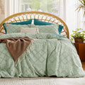 Boho Duvet Cover King Size - Sage Green Tufted Comfort & Zipper