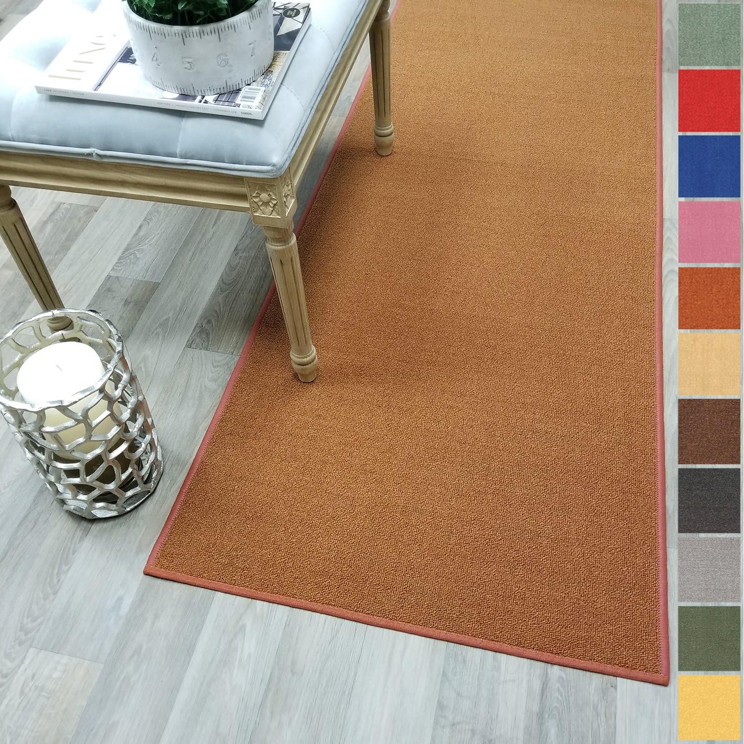 Custom Size Burnt-Orange Non-Slip Hallway Stair Runner Rug