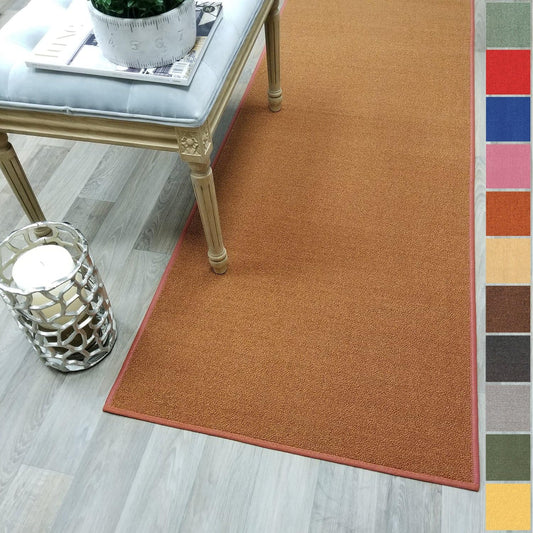Custom Size Burnt-Orange Non-Slip Hallway Stair Runner Rug