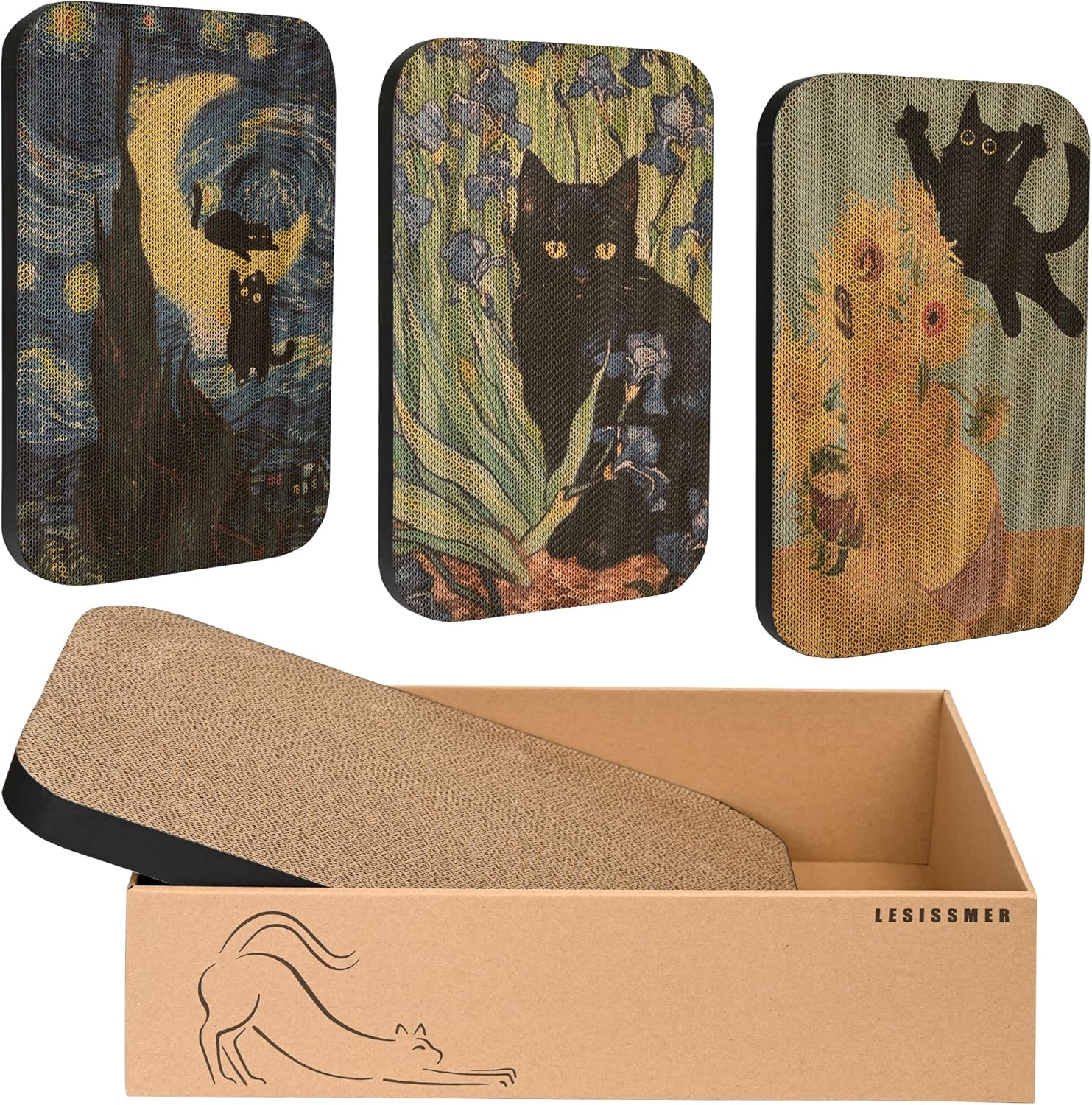 Art Cat Scratcher Wall-Mountable Set for Indoor Cats Protection